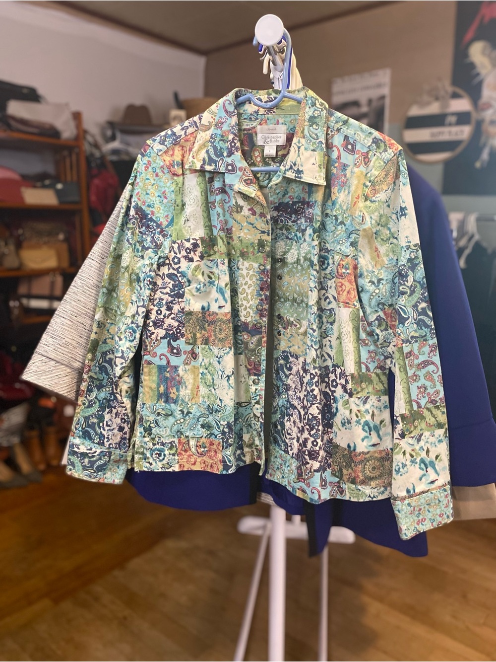 Christopher & Banks Multicolor Patchwork Floral Button-Up